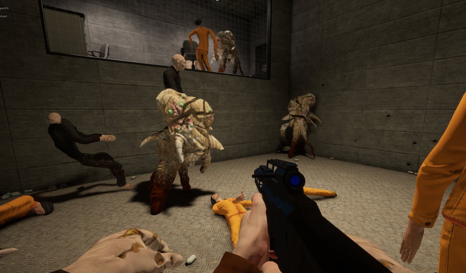 A chaotic scene in SCP: Secret Laboratory